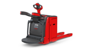 Niederhubwagen T20 – T25 AP N von Linde Material Handling Der Niederhubwagen T20 – T25 AP N von Linde Material Handling mit ausklappbarer, voll gefederter Standplattform