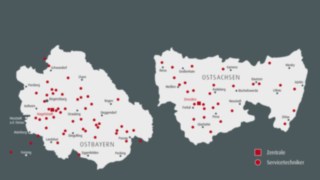 Unsere Serviceregionen Unsere Serviceregion in Regensburg, Hagelstadt und Dresden